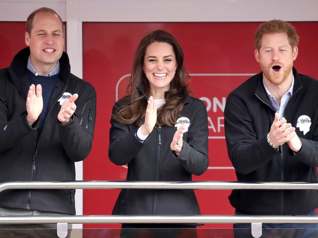 Prince William, Duke of Cambridge and Catherine, Duchess of Cambridge cheer on runners as they signal the start of the 2017 London Marathon on April 23, 2017 in London. Picture: Getty.