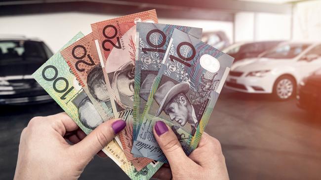 'Car buy' or 'rent car' concept with australian dollar, money, generic