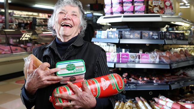 Effie Catsas, 87, many be South Australia's most loyal worker clocking up 61 years service at Munno Para Foodland. Picture: Sarah Reed