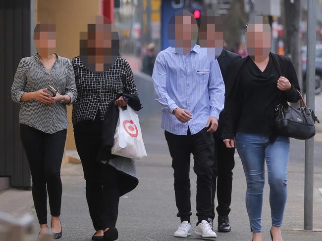 Family and friends of Girl X arrive at the Coroners Court in Glebe for day 3 of the inquest. Picture: John Grainger