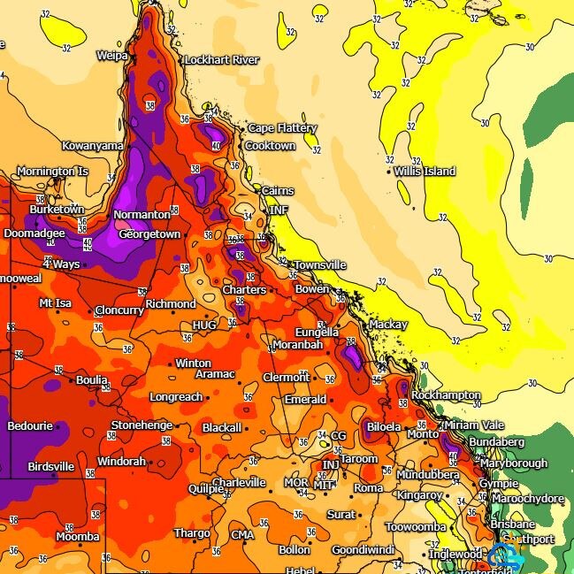 Queensland is bracing for heatwave conditions over the next 48 hours, with temperatures to get as high as 46C, which is 10C above average. Picture: weatherwatch.net.au