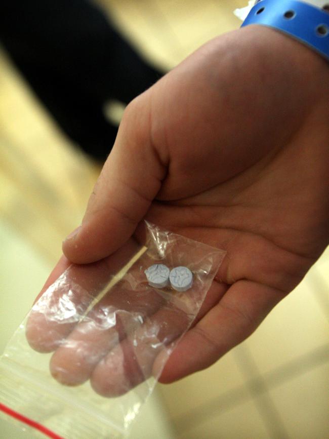 Ecstasy pills in a plastic bag, drugs are seemingly available everwhere during 2009 schoolies at Surfers Paradise on the Gold Coast, Queensland.