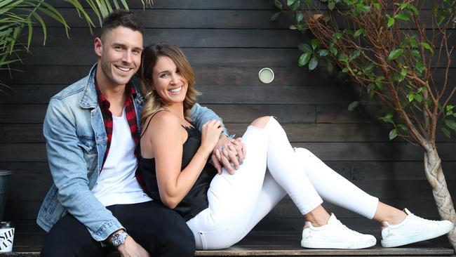 Georgia Love and Lee Elliott are hoping for a pawfect life together. Picture: Alex Coppel.