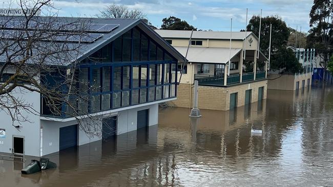 The Barwon River burst its banks on Saturday. Picture: Karen Dodd