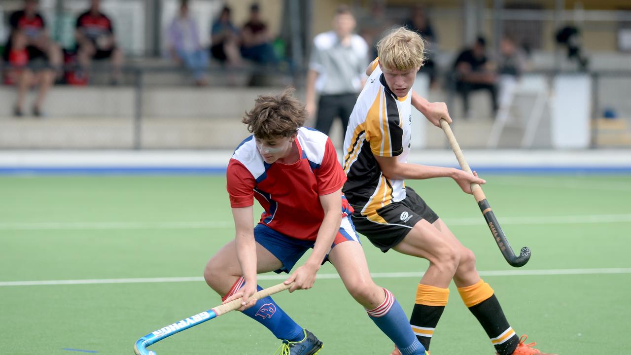 HOCKEY Qld Secondary Schoolboys championship: Darling Downs' Liam Mathjerson and Capricornia's Tomas Burgess