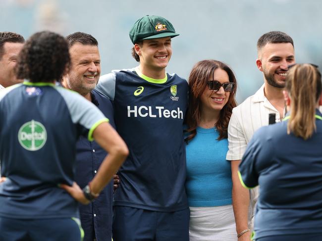 Sam Konstas’ mother (second right) is in London with him ahead of the World Test Championship final. Picture: Robert Cianflone/Getty Images