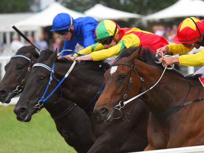 Oak Door (centre) resumes on the back of some tidy trackwork reports. Picture: Getty Images