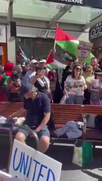 Pro-Palestine supporters surround Israel vigil in Rundle Mall