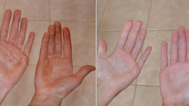 If you don’t use a mitt or wash tan off straight away, you’ll end up with tan hands.