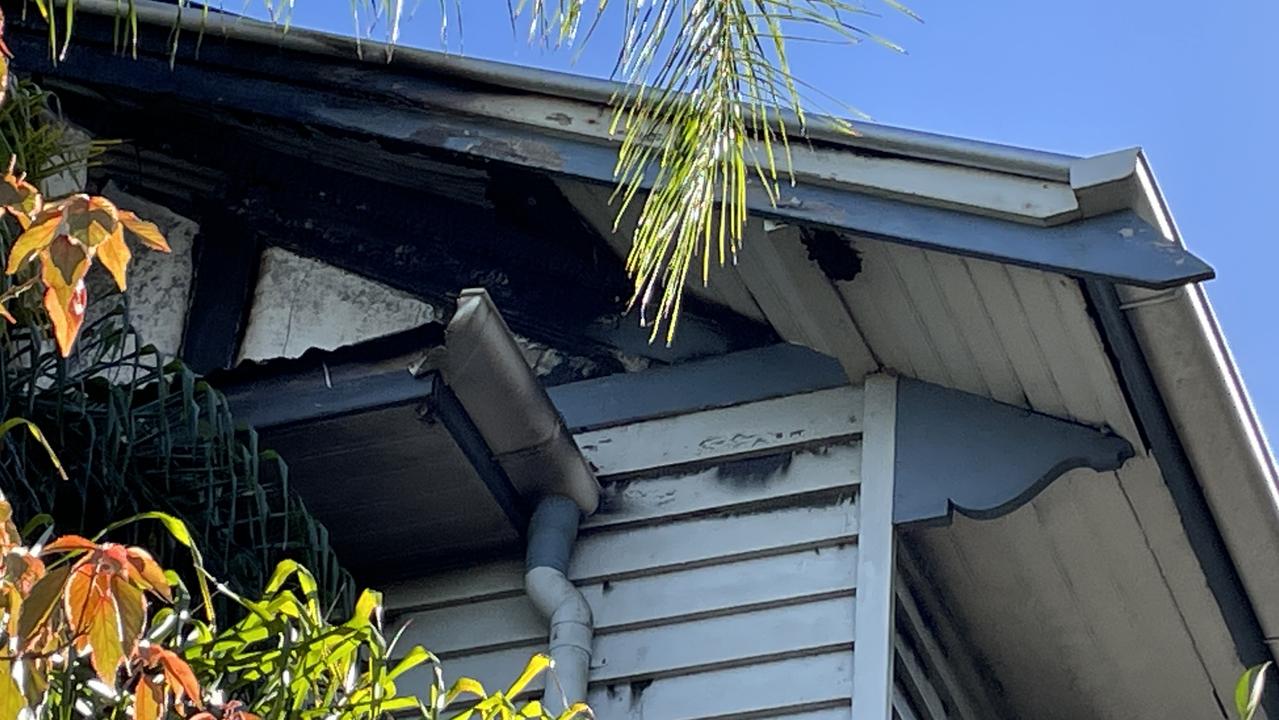 Fire crews spent the early hours of Wednesday morning battling flames that engulfed a historic Gympie in the heart of the city.. House fire on Horseshoe Bend, Gympie on April 12, 2023. Picture: Christine Schindler