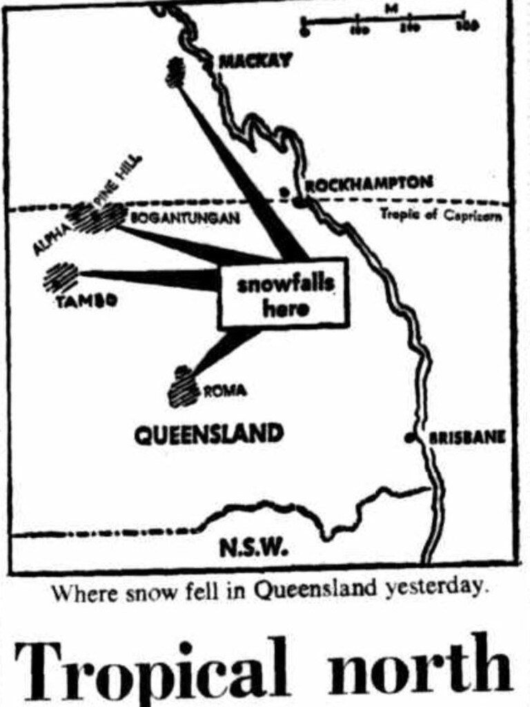 The Canberra Times reports on regional Queensland's snow in July 1965. Picture: National Library of Australia,