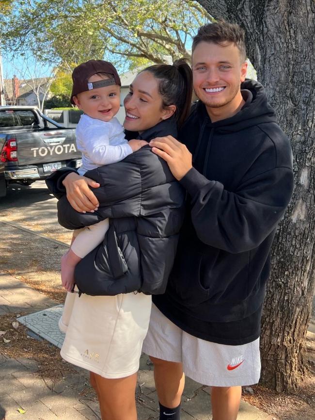 Kayla Itsines with her husband Jae Woodroffe and their son Jax. Picture: Instagram