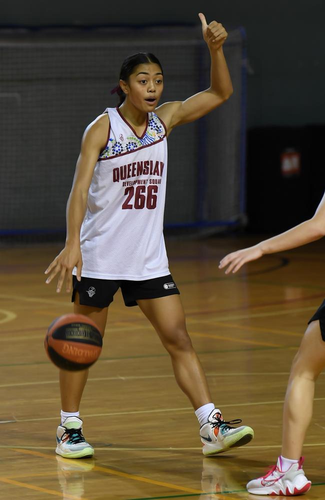 Vahayliah Seumanutafa in action. Picture: Basketball Queensland