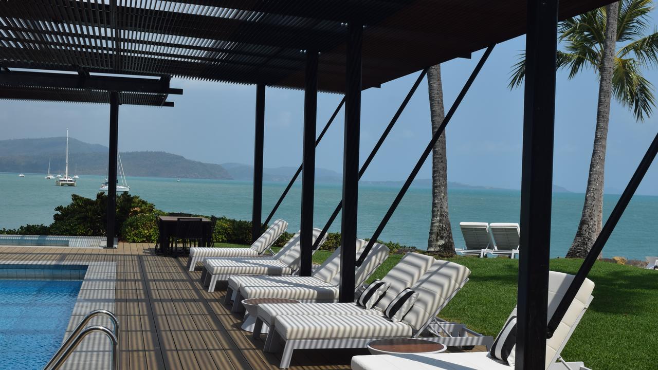 The pool area at the freshly-renovated Coral Sea Marina Resort hotel.