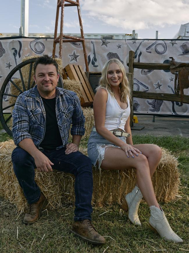 Travis Collins and Melanie Dyer on site at CMC Rocks QLD. Picture: Maclay Heriot