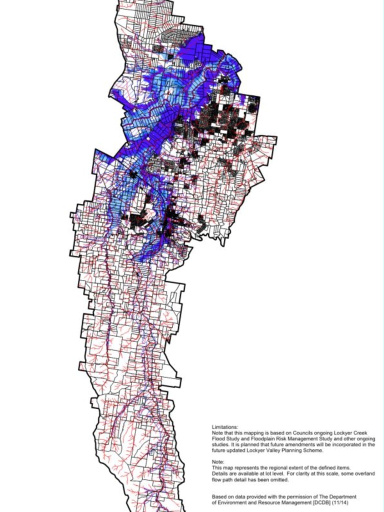 Laidley's high risk flood zones. Picture: Lockyer Valley Regional Council.