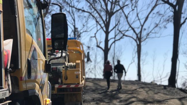 Scenes from the front line of the fire and the devastation caused, taken above Sarabah at Tabletop in the Scenic Rim, on Monday. Picture: Kirstin Payne