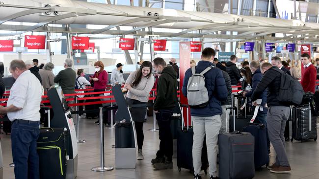 Airports have been quick to welcome the easing of the mask mandate in terminals from midnight on Friday. Picture: Damian Shaw/NCA NewsWIre