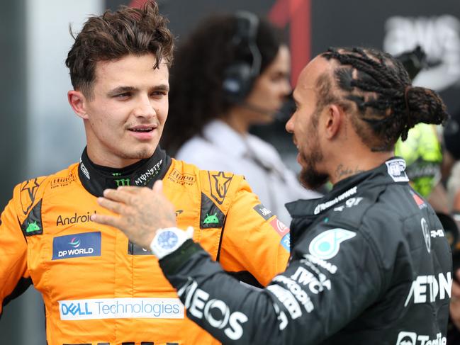 Lando Norris (L) will start from pole. Picture: Thomas Coex/AFP