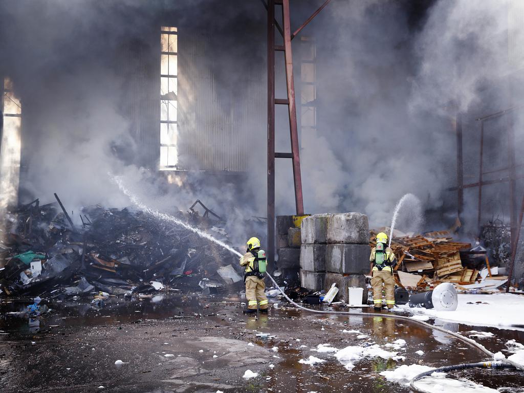 Fire broke out at the Cleanaway Resource Recovery Centre on Saturday morning. Photo: Sam Ruttyn