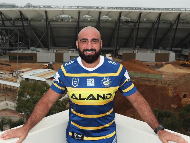 Parramatta Eels captain Tim Mannah. The round six NRL match between Parramatta and Wests Tigers will be the $300 million venue’s first major event. Picture: Brett Costello