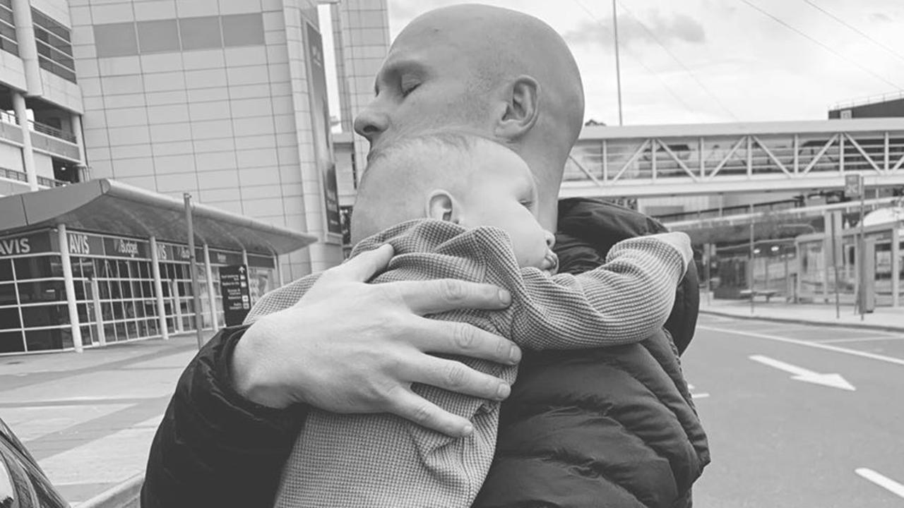 Gary Ablett greets his son at Melbourne airport Picture: Jordan Ablett/Instagram