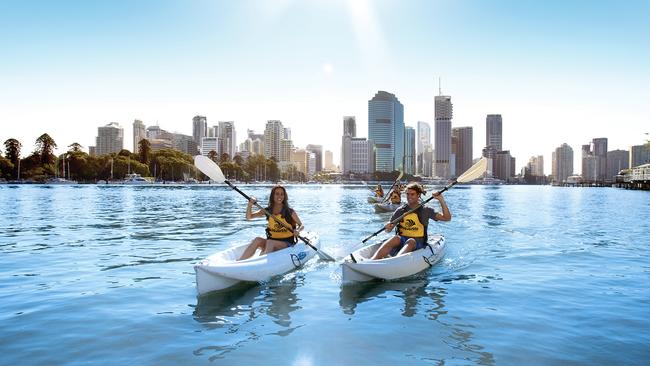 Kayaking on the Brisbane River, run by River Life.