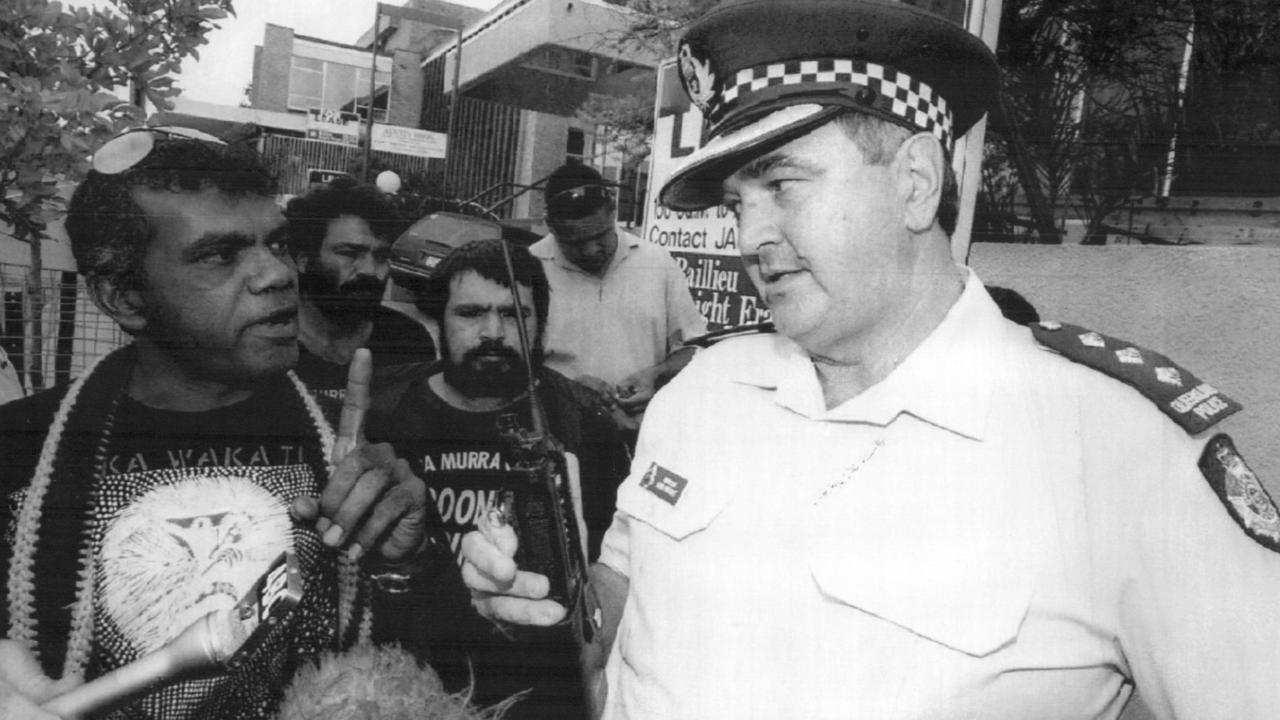 The brother of Aboriginal dancer Daniel Yock, who died in the back of a paddy wagon, confronts police in 1993.