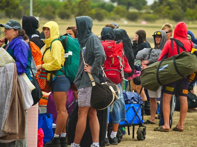 MELBOURNE AUSTRALIA - NewsWire Photos DECEMBER 28, 2024: Concertgoers are seen entering the Beyond the Valley dance festival.Picture: NewsWire / Luis Enrique Ascui