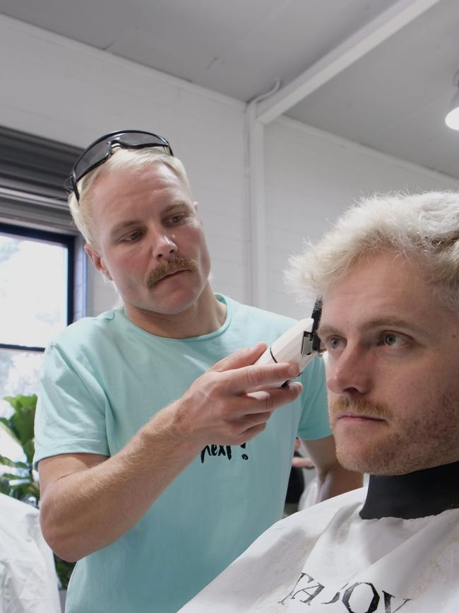 Bottas is known for his funny antics and recently gave 'The Golden Mullet" hair cuts at Atta Boy Hair. Picture: Atta Boy Hair