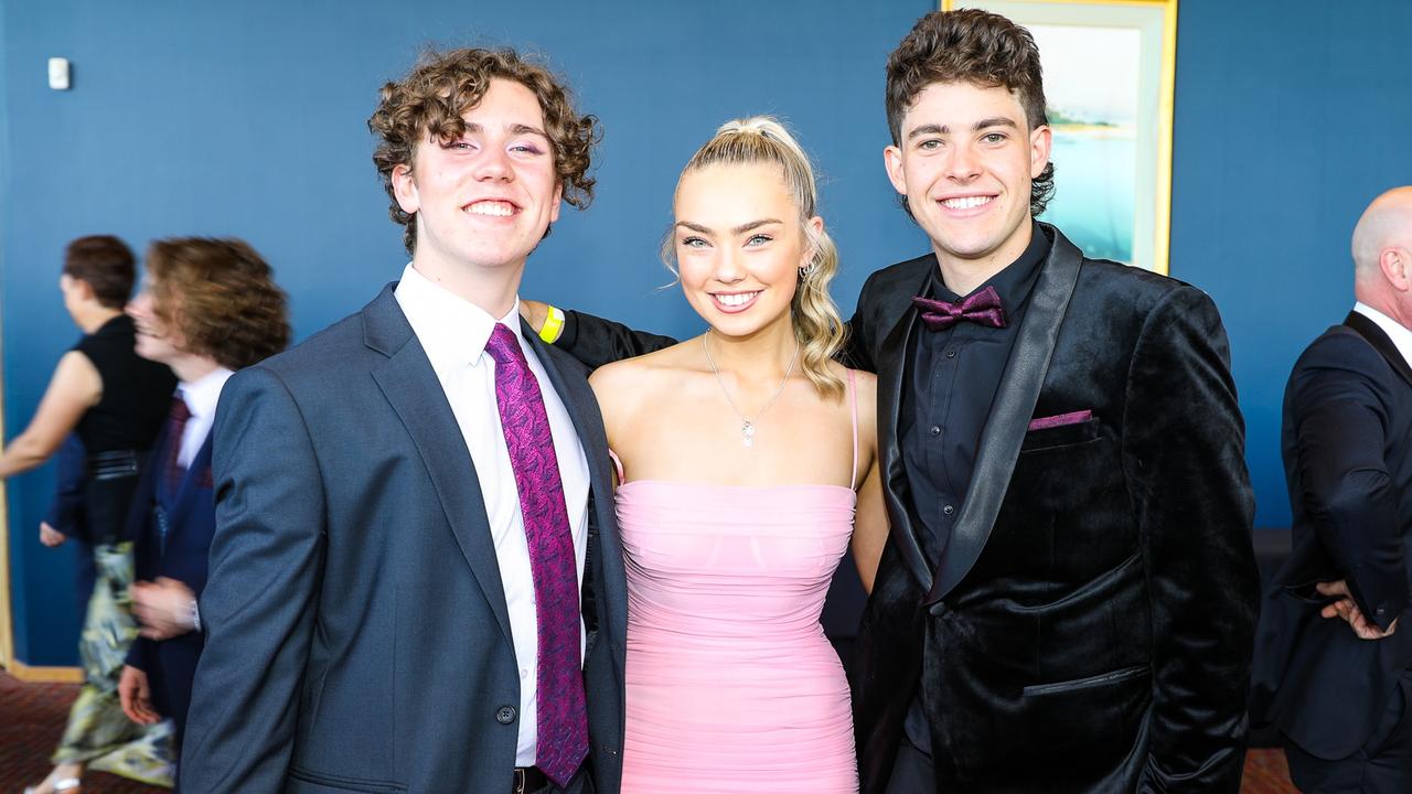 Max baldock, Sarah field-Westlake and Ailbe Bourke at The Hutchins School leavers dinner. Picture : Mireille Merlet