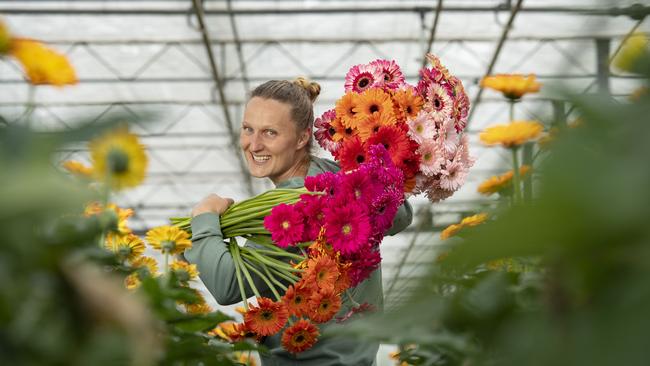 Flower farmer Natalie Kerst. Picture: Zoe Phillips