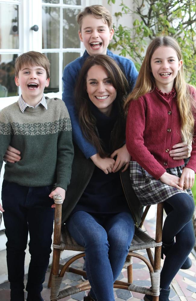 The Photoshopped image of Kate Middleton, Prince George, Princess Charlotte and Prince Louis that was released on UK Mother's Day. Picture: Kensington Palace/Instagram