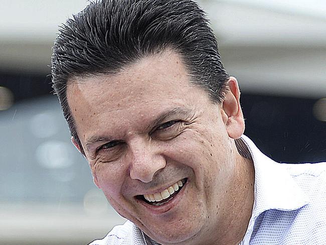 Campaign director & Nick Xenophon Team candidate Stirling Griff with Senator Nick Xenophon, at the Adelaide Oval footbridge. picture: Bianca De Marchi