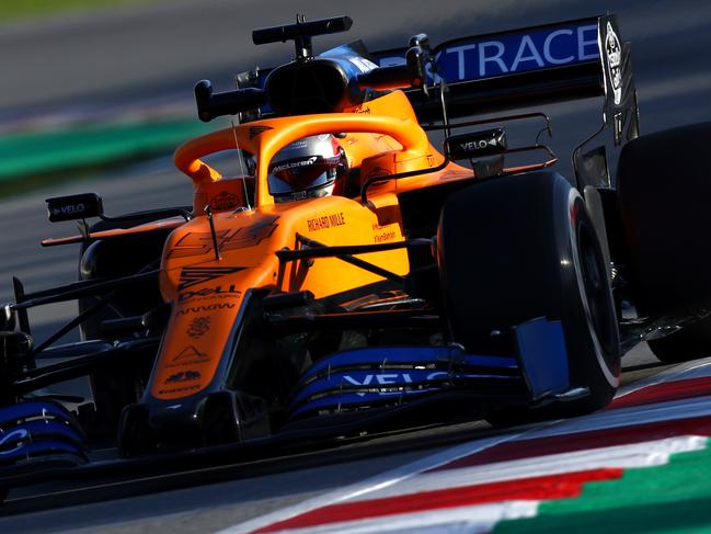 BARCELONA, SPAIN - FEBRUARY 19: Carlos Sainz of Spain driving the (55) McLaren F1 Team MCL35 Renault on track during day one of Formula 1 Winter Testing at Circuit de Barcelona-Catalunya on February 19, 2020 in Barcelona, Spain. (Photo by Mark Thompson/Getty Images)