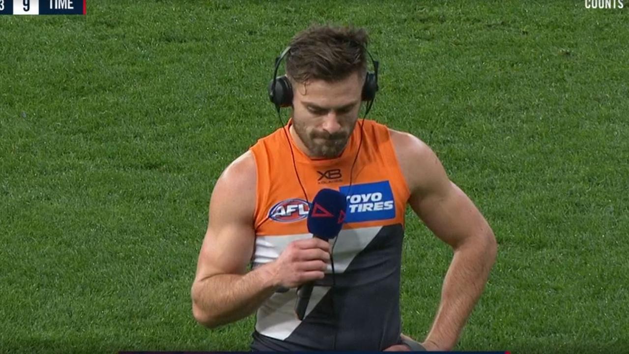 Stephen Coniglio reacts to his side's terrible first half.