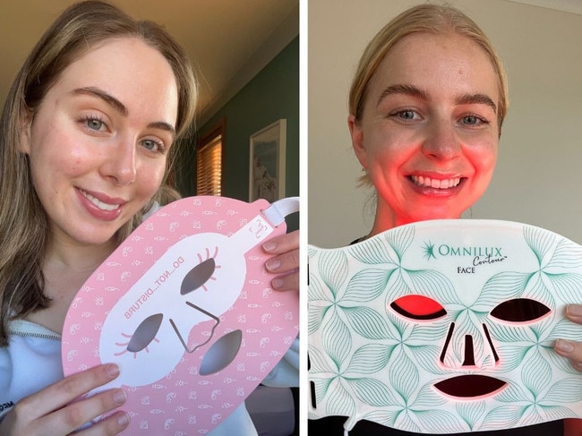 We review the two most popular LED face masks on the market. Picture: Supplied/Marina Tatas/Hannah Paine