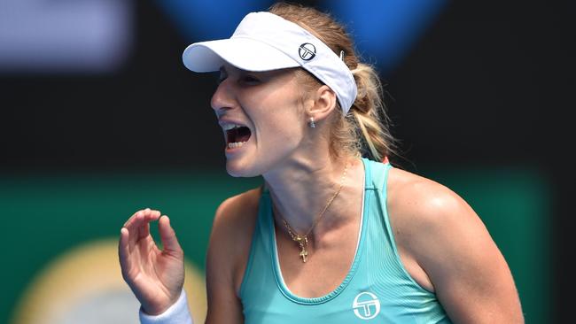 Ekaterina Makarova won an epic against Slovakia's Dominika Cibulkova. Picture: AFP