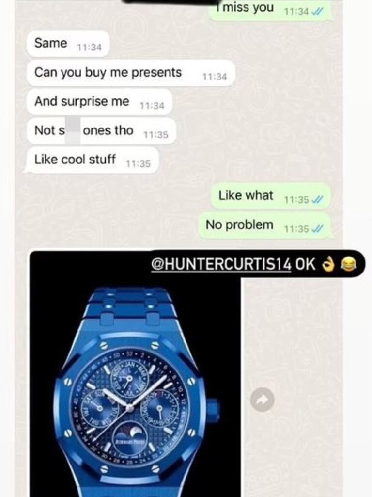 Hunter asked his mum to buy him an expensive watch. Picture: Instagram/Roxy Jacenko