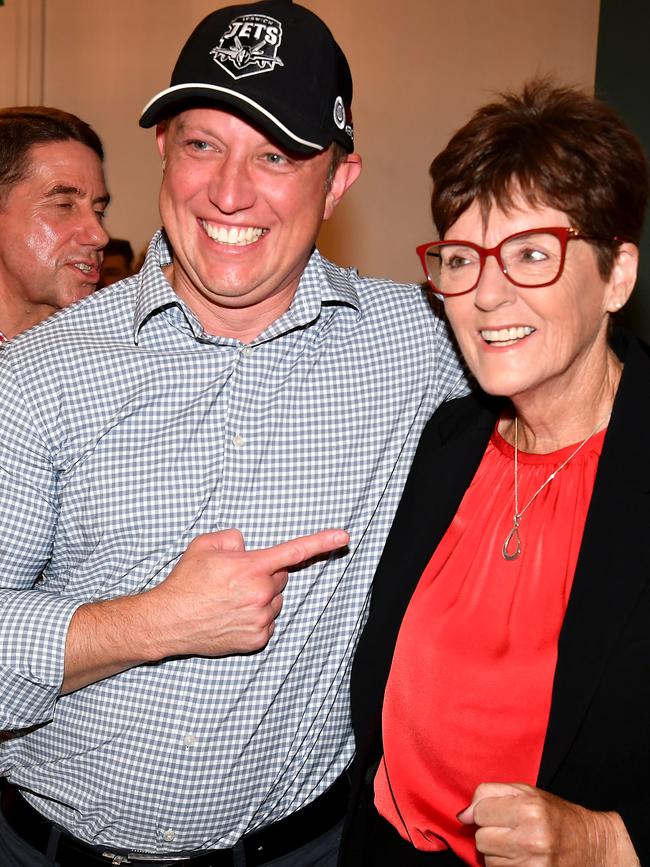 Premier Steven Miles with Wendy Bourne at Ipswich Jets Rugby League Club. Picture, John Gass