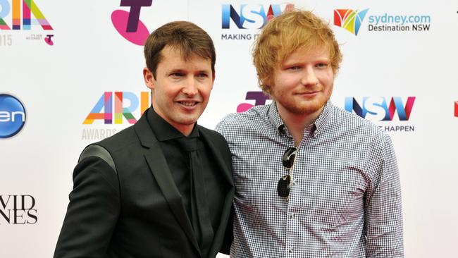 Bromance ... James Blunt and Ed Sheeran at the ARIA Awards. Picture: AAP/Joel Carrett