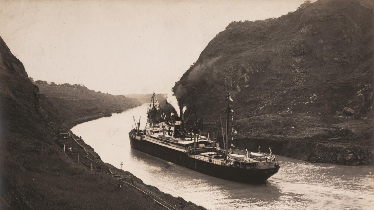 Supplied Editorial History. The SS Cristobal on its return voyage along the Panama Canal on August 4, 1914.