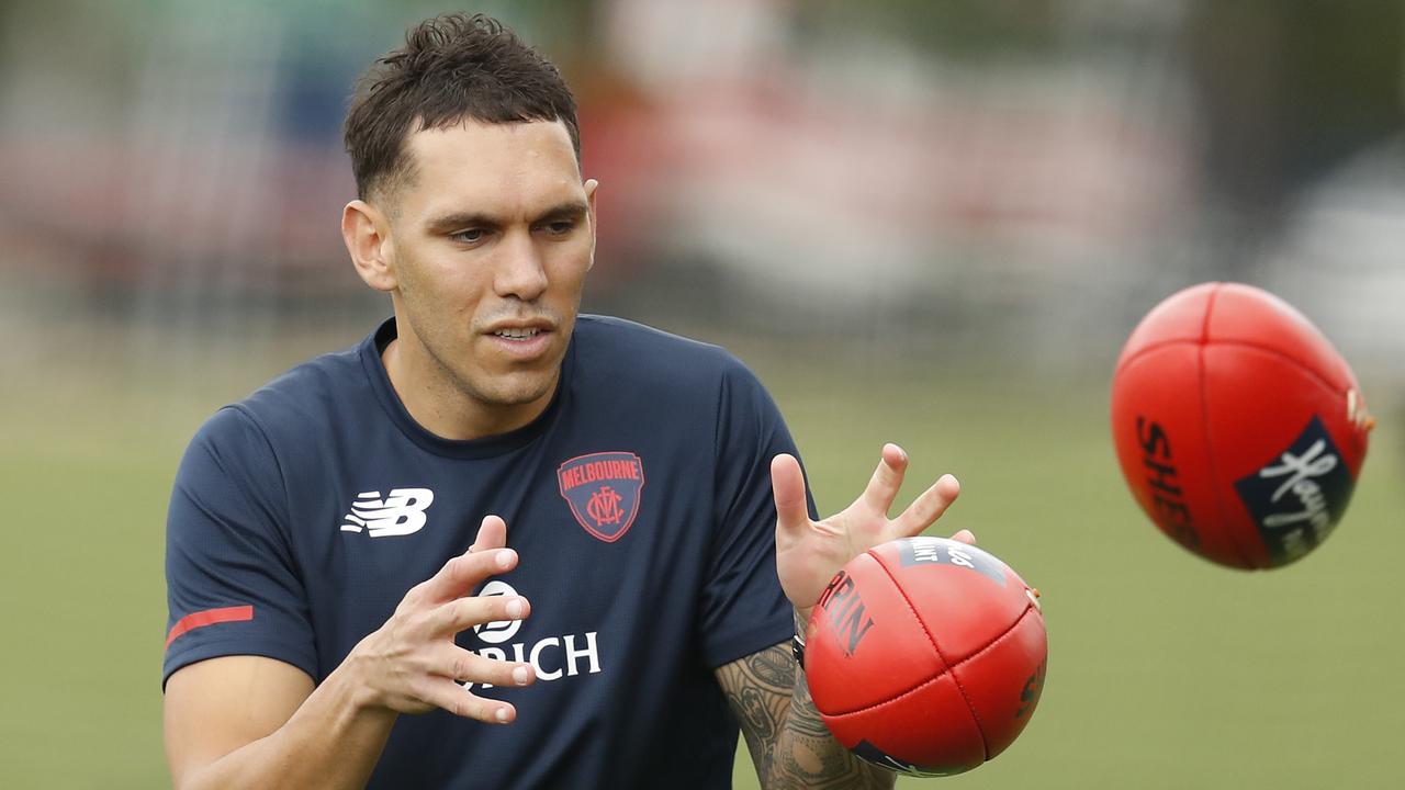 Harley Bennell during a Melbourne Demons AFL training session.