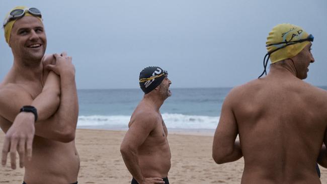 Long distance swimmers Nick McNamara, Christian Renford and Alan Boydell before their early morning swim session Picture: Kenny Smith