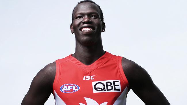 Aliir Aliir is in a race against time to play in the Grand Final. Picture. Phil Hillyard