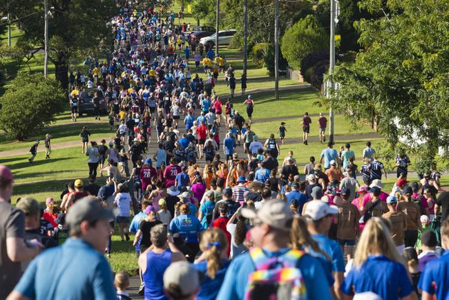 Leslie St fills with entrants in the 4km event of Peak2Park 2020, Sunday, March 1, 2020. Picture: Kevin Farmer