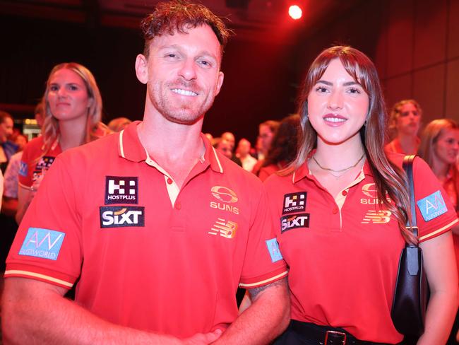 Ben Parker and Kayla Beamish at the Gold Coast Suns Season Launch at The Star Gold Coast for Gold Coast at Large. Picture, Portia Large.