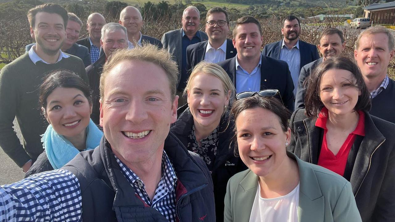 Opposition Leader David Speirs and his Liberal MP team at the party's "love in" in Port Lincoln in early September. Picture: David Speirs/ Facebook