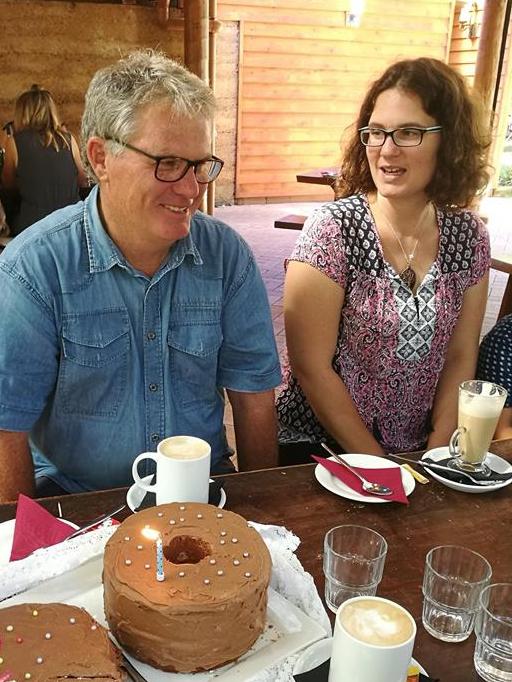 Peter Miles and daughter Katrina at a birthday party in 2017. Picture: Facebook.