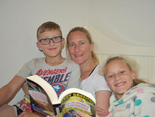 Mum Jax Gilson with kids Harry, 9, and Madi, 11, is struggling to keep the kids in a sleeping routine during the coronavirus shutdown